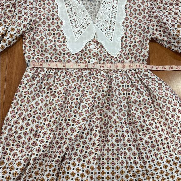 NWT Maje Romelange Geometric Print Linen Removable Lace Collar Dress size 40 - Picture 10 of 14